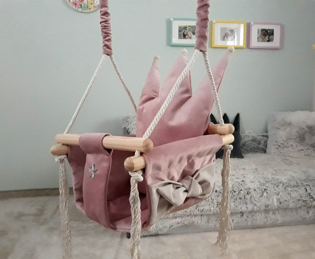 Swing with Crown Shaped Cushion - Dusty Pink