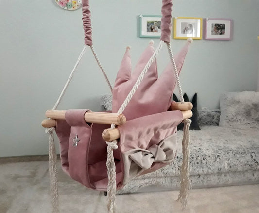 Swing with Crown Shaped Cushion - Dusty Pink
